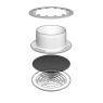 10DK, Диффузор приточно-вытяжной со стопорным кольцом и фланцем D100