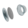 15DK, Диффузор приточно-вытяжной со стопорным кольцом и фланцем D150